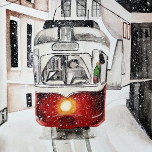 Hangolódás a télre - Egyedi Akvarell festmény Lamitól