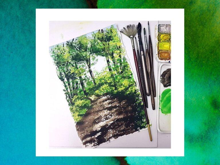 Erdei sétány festése akvarellel tanfolyam