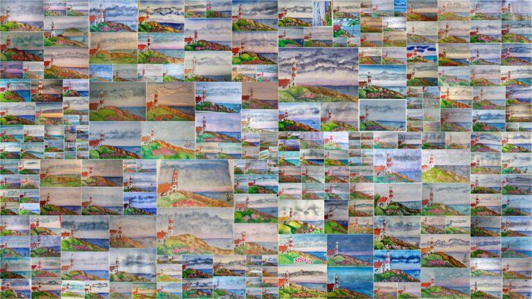 Akvarell tanfolyam tanulóinak világítótorony festményei