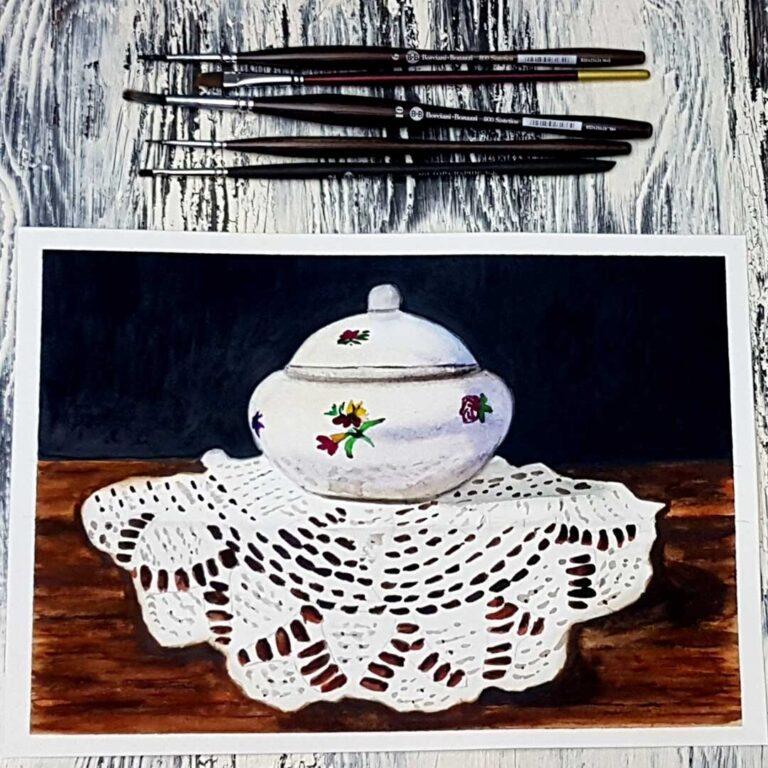 porcelán csipketerítőn akvarell tanfolyam